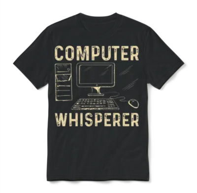 Computer Whisperer Funny Programming Computer Unisex T-Shirt - Black