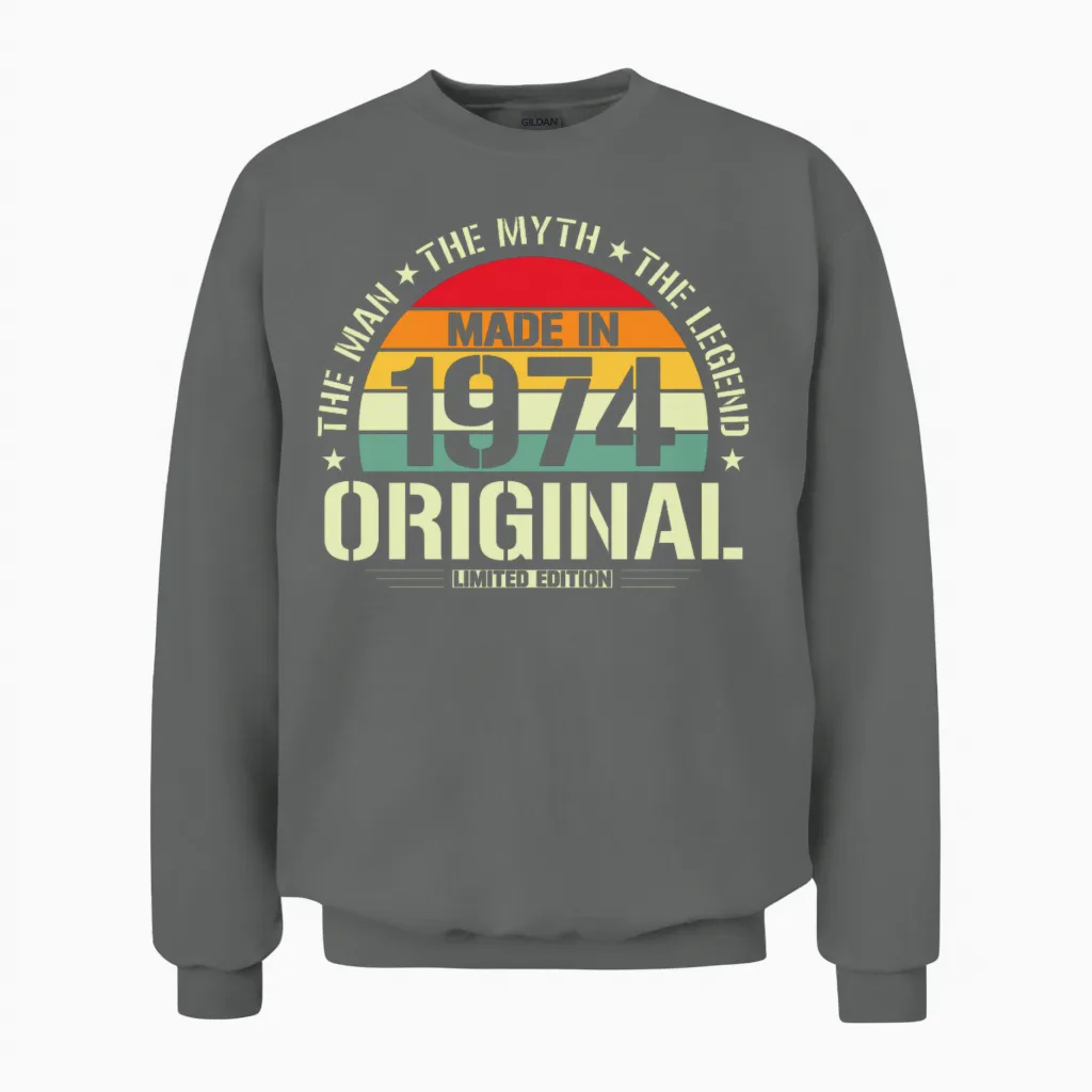 Legend '74 Birthday Gift Unisex Sweatshirt in Graphite Heather