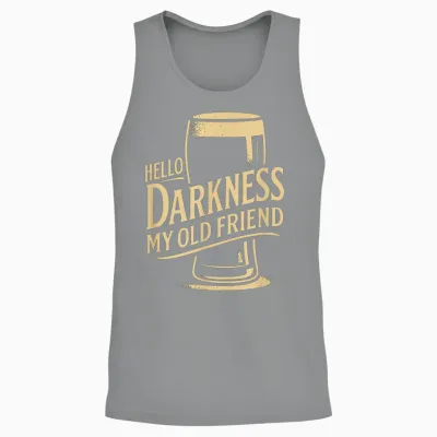 Hello Darkness Beer Tee Funny Drinking Quote Unisex Tank Top - Sport Grey
