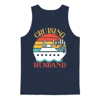 Cute Cruising with My Husband Cruising Cruise Love Unisex Tank Top - Navy – 1