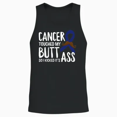 Cancer Touched My Butt Funny Colon Cancer Warrior Unisex Tank Top - Black