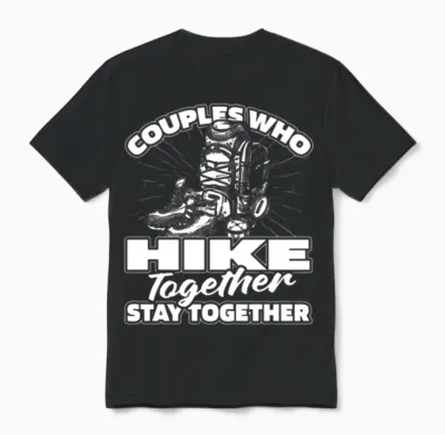 Hiking Hike Couple Unisex T-Shirt - Black