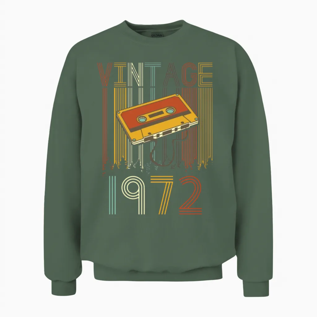 Vintage 1972 Retro Unisex Sweatshirt in Military Green