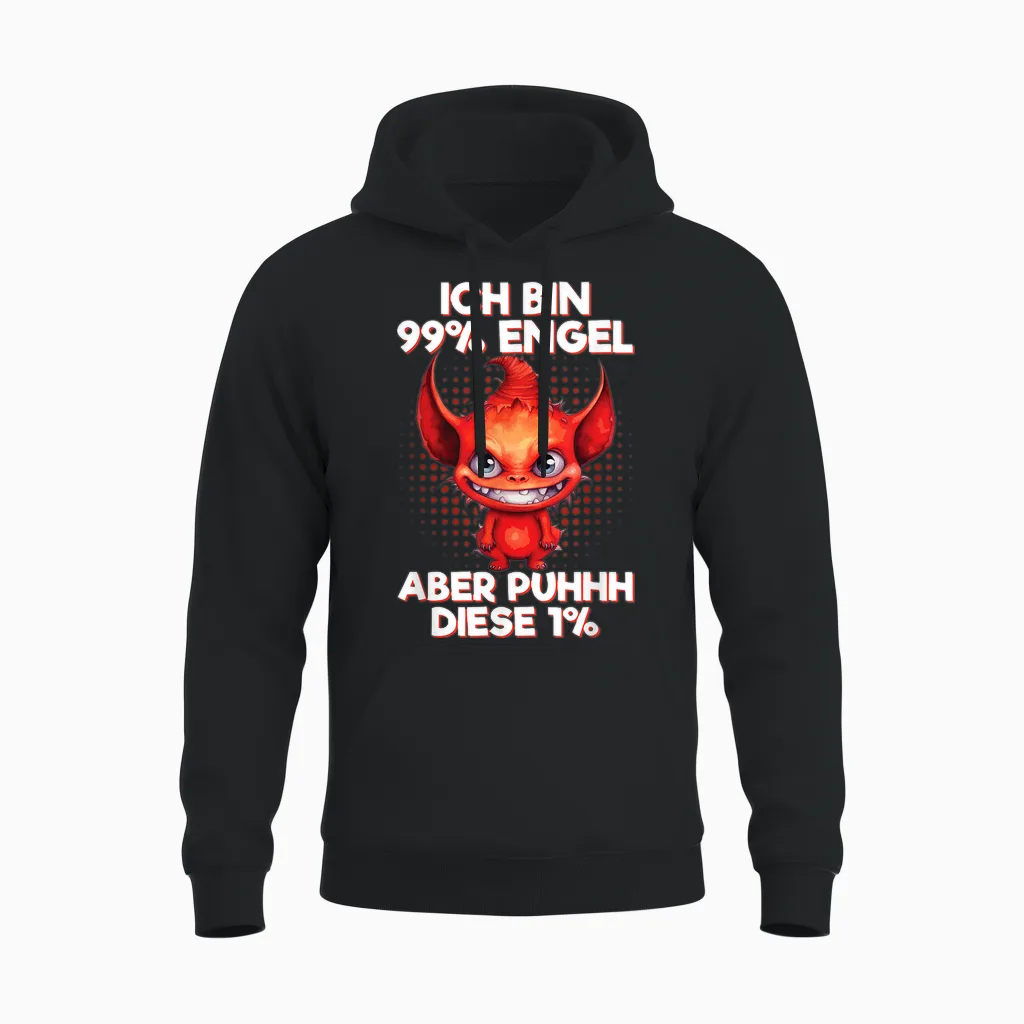 Ich Bin 99% Engel Aber Puhhh Diese 1% Kleines Teufelchen Unisex Hoodie in Black