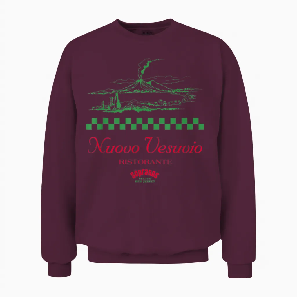 Logo Nuovo Vesuvio T-Shirt, White, S Unisex Sweatshirt in Maroon