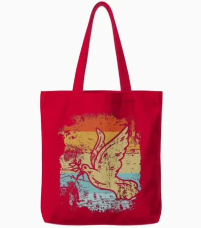 Pigeon Retro Pigeon Tote Bags - Red