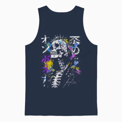 Japon Streetwear Cyberpunk Y2k Techwear Rétro Manga Anime Unisex Tank Top - Navy