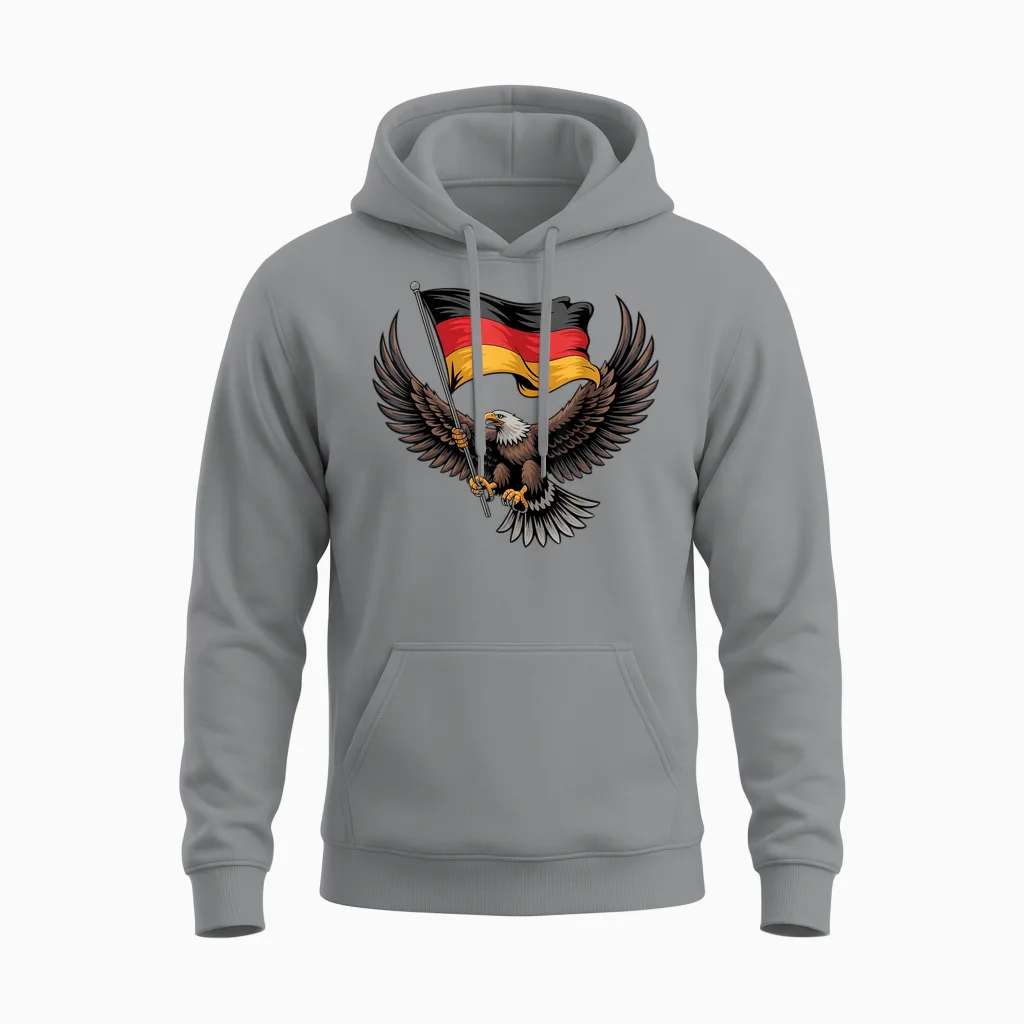 Deutscher Adler Mit Deutschland Flagge Deutsche Patrioten Unisex Hoodie in Sport Grey