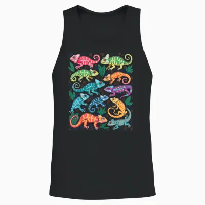 Buntes Chamäleon Unisex Tank Top - Black