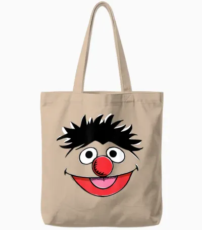 Sesame Street Ernie Retro Sketch Face Tote Bags - Natural