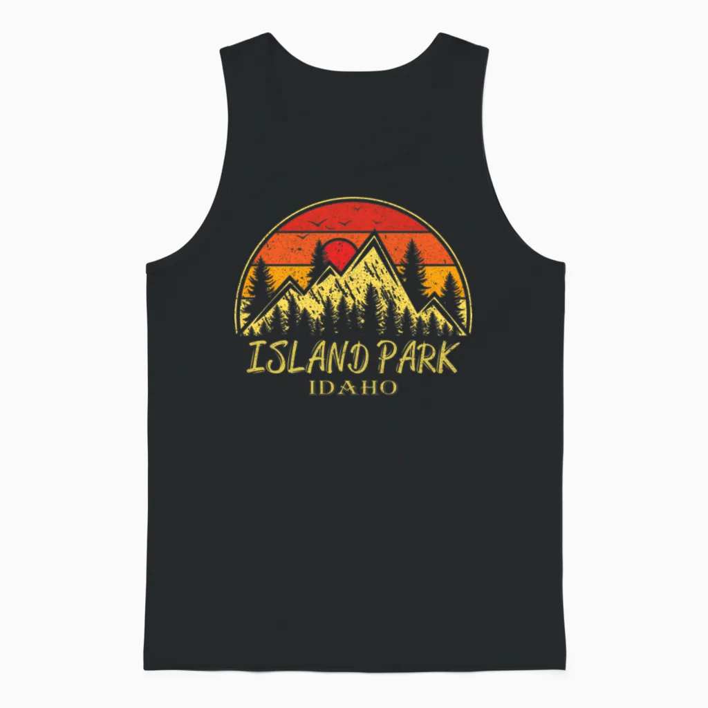 Island Park Idaho Id Mountains Hike Hiking Unisex Tank Top in Black