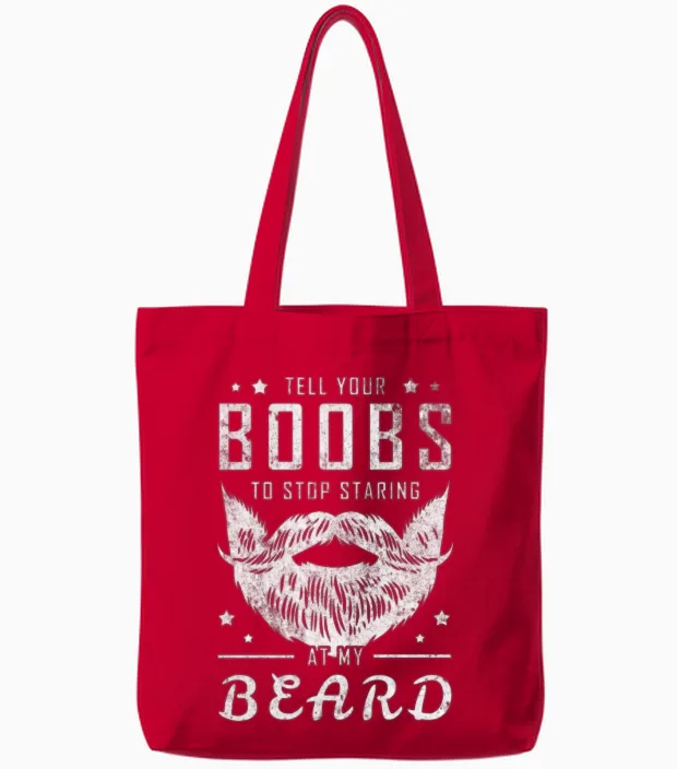 Beard Funny Saying, Bearded Dirty Gift Idea Tote Bags in Red