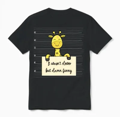 Giraffe Was Not Clever but Funny Unisex T-Shirt - Black