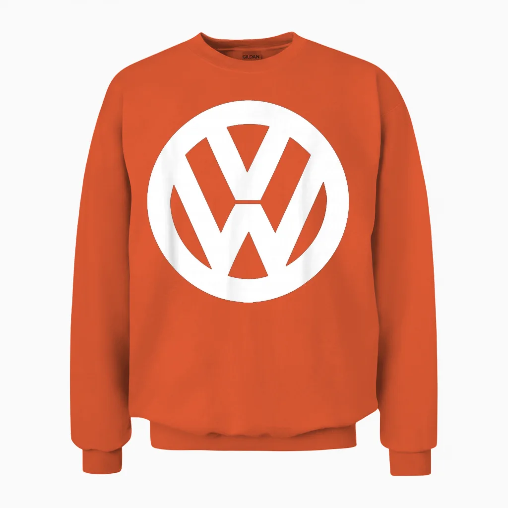 Volkswagen Classic White Vw Logo Unisex Sweatshirt in Orange