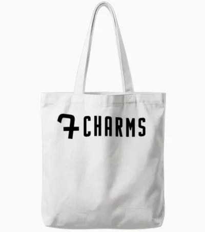 7charms Logo Mono Black Tote Bags - White