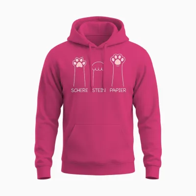 Scissors Stone Paper Game Cute Cat Paw Funny Cat T-Shirt, Black Unisex Hoodie - Heliconia