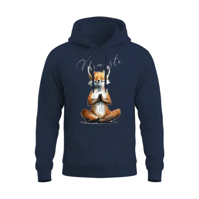 Fox Power Yoga Teacher Animal Humor Namaste Karma Unisex Hoodie - Navy