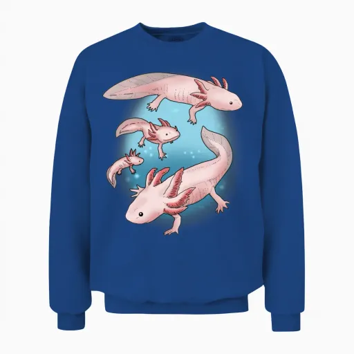 Axolotl Shirt Kids Axolotl Gifts Kawaii Axolotl Unisex Sweatshirt in Royal