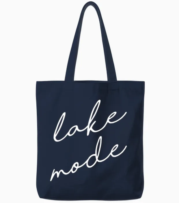 Lake Mode Finger Lakes New York Tote Bags in Navy