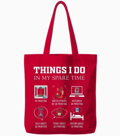 Things I Do in My Spare Time 3d Printing Funny 3d Printer Tote Bags - Red