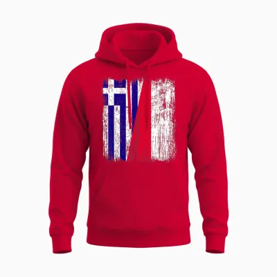 Griechenland Polen Halbe Flagge Griechische Polnische Vorfahren Unisex Hoodie - Red