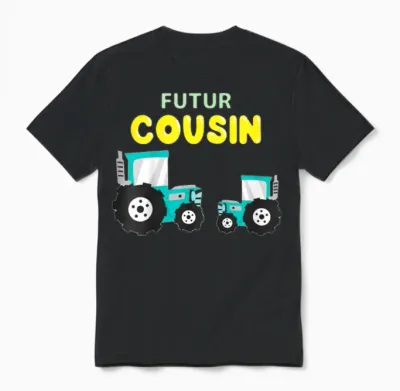 Child Future Cousin Announcement Pregnancy Je Vais Etre Cousin Unisex T-Shirt - Black