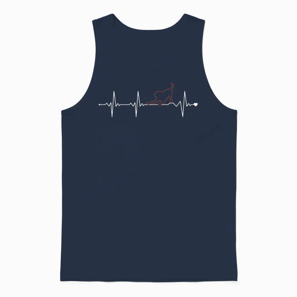 Dog Heartbeat Dog Mom Dogfather Dog Daddy Dog Unisex Tank Top in Navy