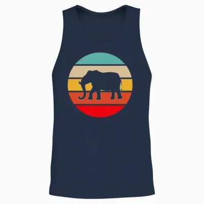 Elephant Retro Unisex Tank Top - Navy