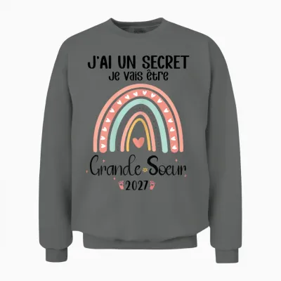 Femme Grande Soeur 2027 J'ai Un Secret Je Vais Etre Grande Soeur Unisex Sweatshirt - Graphite Heather