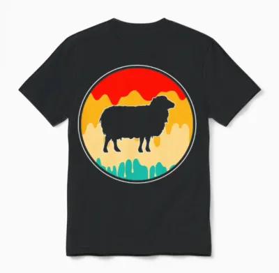 Sheep Retro Unisex T-Shirt - Black