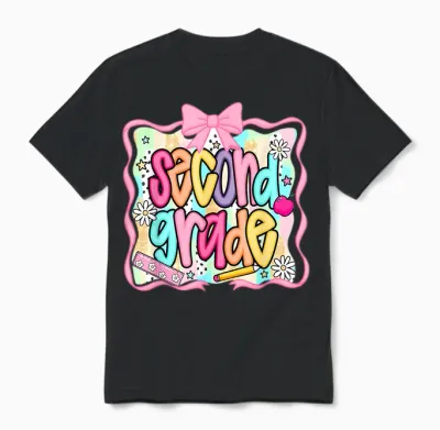 Back to School Hello Second Grade Team 2nd Grade Boy Girl Unisex T-Shirt - Black