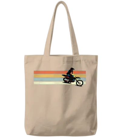 Motocross Retro Tote Bags - Natural