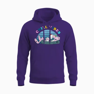 The Casual Vibe of the Pink Panther T-Shirt, Black, S Unisex Hoodie - Purple