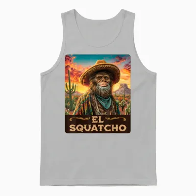 Guardian of the Desert: Bigfoot, Sasquatch, & El Squatcho Unisex Tank Top - Ash