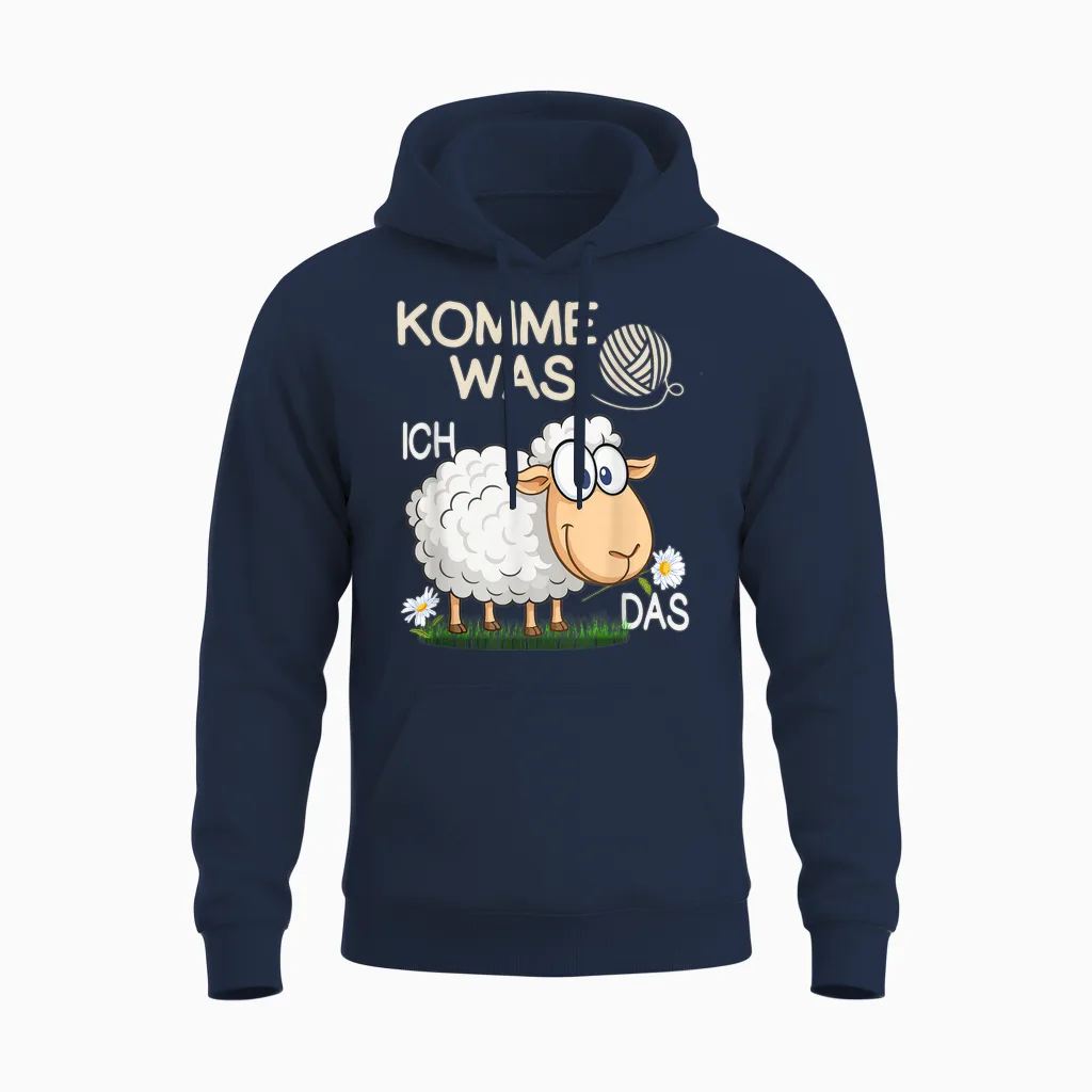 Komme Was Wolle Ich Schaf Das Lustiges Schaf Unisex Hoodie in Navy