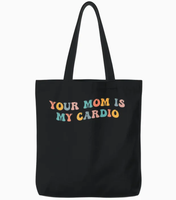 Deine Mutter Ist Mein Cardio-Meme Lustiges Training, Humor, Fitnessstudio Tote Bags in Black