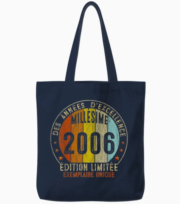 Millésime 2006 Cadeau 19 Ans Homme Anniversaire Humour Tote Bags in Navy