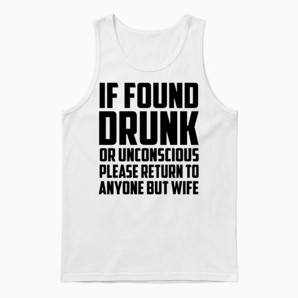 Drunk Husband Wife Funny - Couples & Matching Unisex Tank Top in White