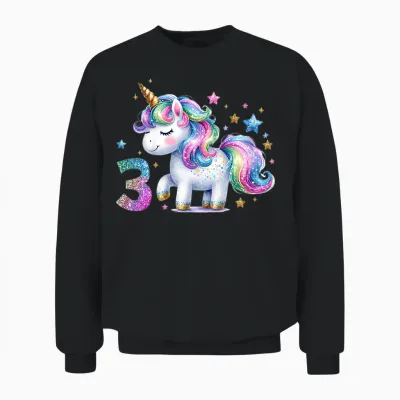 3 Geburtstag Mädchen Geschenke 3 Jahre Alt Einhorn Outfit Unisex Sweatshirt - Black