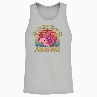 Axolotl Retro Unisex Tank Top - Ash