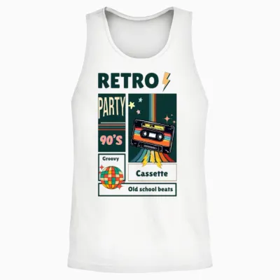 Retro Vibes Unisex Tank Top - White