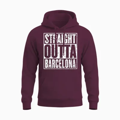 Straight Outta Barcelona Vintage Unisex Hoodie - Maroon