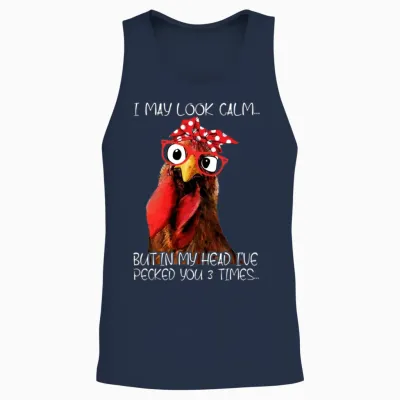 Rooster Locked You 3 Times Unisex Tank Top - Navy