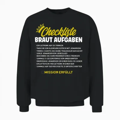 Checklist Bride Tasks Unisex Sweatshirt - Black