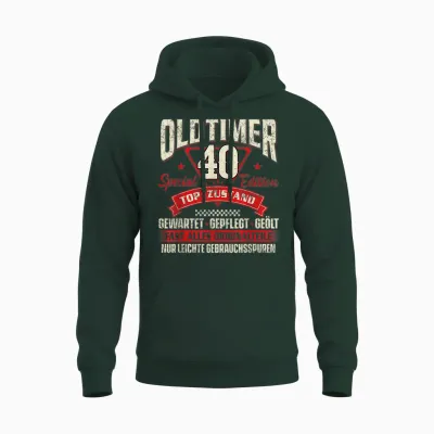 Funny Oldtimer 40 Jahre Birthday T-Shirt, Black Unisex Hoodie - Forest