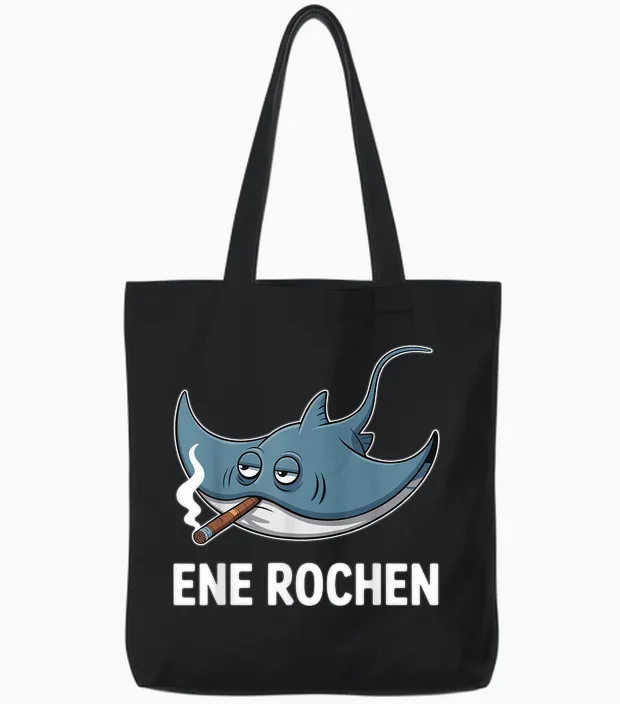 Ene Rochen Raucher Saying Cigarette Funny Smoking Tote Bags in Black
