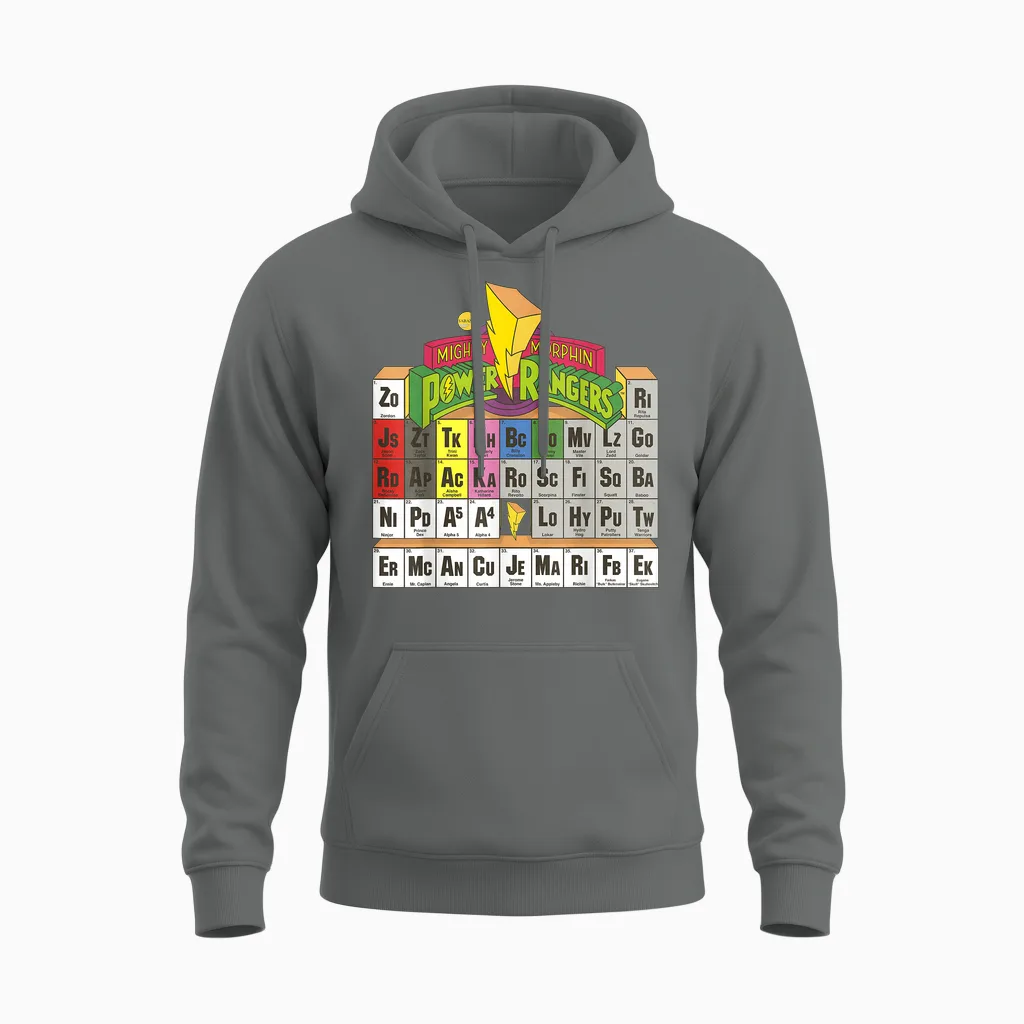Power Rangers Vintage Colour Periodic Table Unisex Hoodie in Graphite Heather