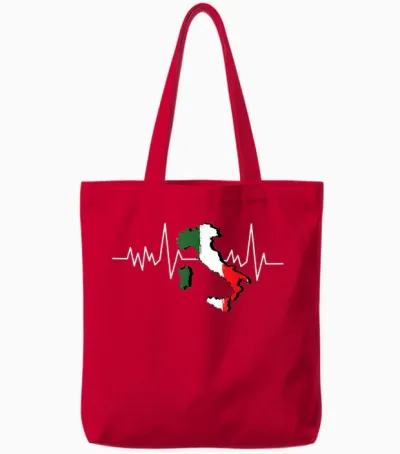 Italie Carte De Drapeau Italien Rythme Tote Bags - Red