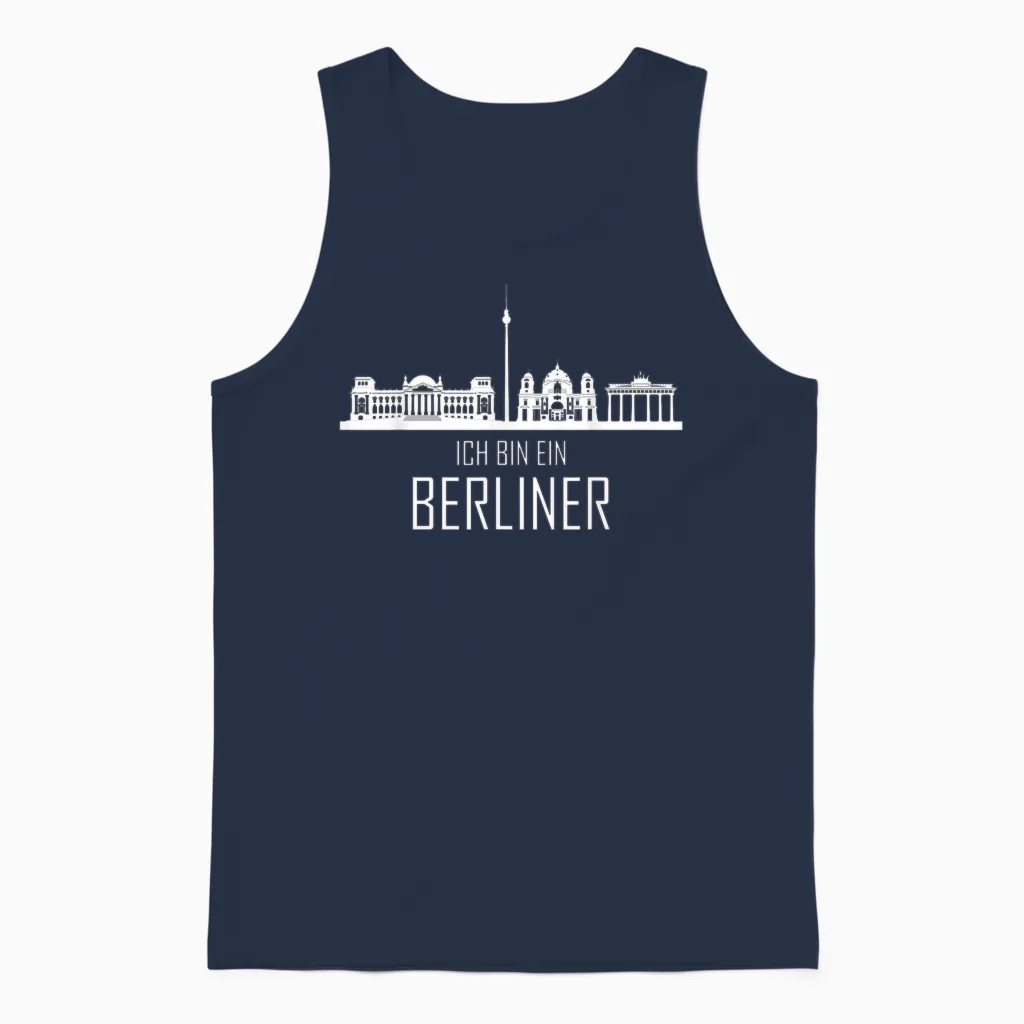 Berlin Skyline Ich Bin Ein Berliner Unisex Tank Top in Navy