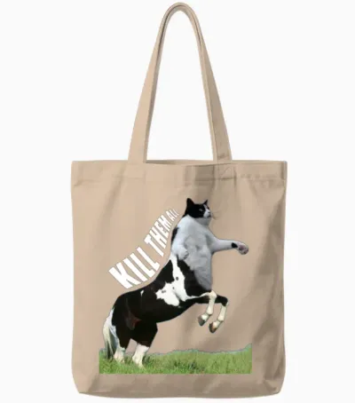 Of Centaur Cat Kill Them All Tote Bags - Natural